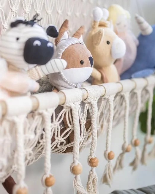 Crane Baby Willow Macrame Hanging Storage Bin, Bohemian-Style Storage Bin for the Nursery or Kid's Room