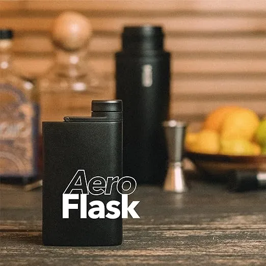 MiiR Aero Flask Classic Durable Stainless Steel Wide Mouth, 8oz Black - Features Ergonomic Design & Attached Hatchback Cap for Easy Refills on the Go