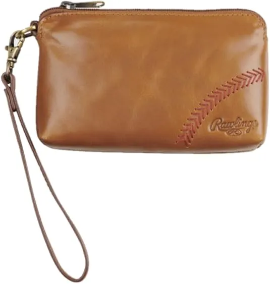 Rawlings Baseball Stitch Wristlet | Tan | 4.5' x 7.75' x .5', Brown