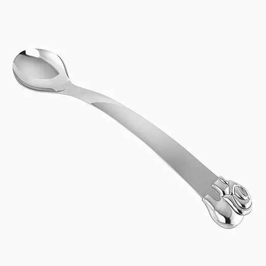 Sterling Silver Elephant Feeding Spoon - Premium Quality Food Grade Standard .925 Solid Sterling Silver Spoon - Engravable Gift For Baby with a Beautiful Gift Box