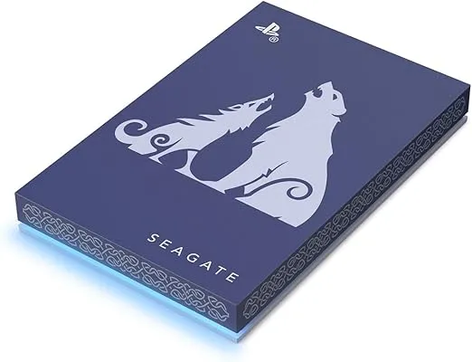Seagate God of War Ragnarök Limited Edition Game Drive 2TB External Hard Drive - USB 3.0, ICY Blue LED Lighting, Officially-Licensed for PlayStation Consoles (STLV2000100)