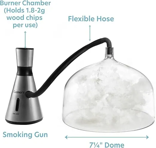Smoking Gun w XL 7-1/4" Dome- Electric Portable Smoker for Food Drinks Meat Cheese Whiskey Bourbon Cocktails- Faster than Smoker Box, Large Dome w XL Capacity Indoor Outdoor Infuser, Xmas Gift for Him