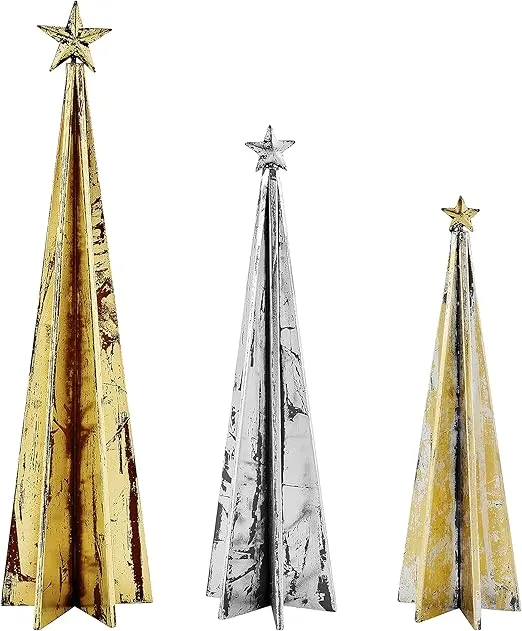 Mud Pie, Multi Christmas Metallic Tree Table Sitter, Small, 12" x 3 1/2" Dia