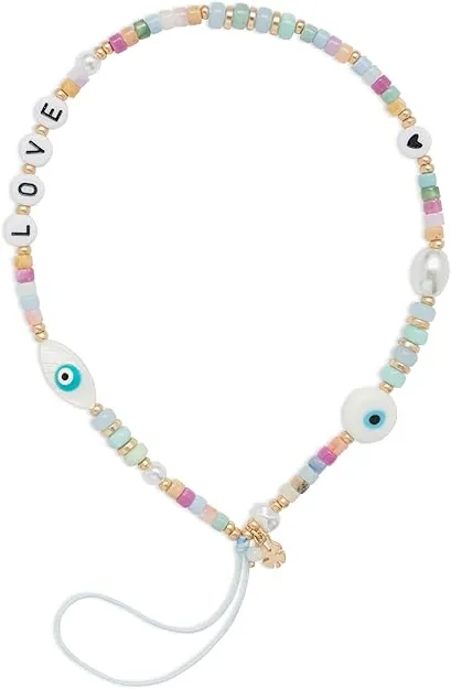 Lucky Brand Evil Eye Beaded Phone Charm, Gold, One Size