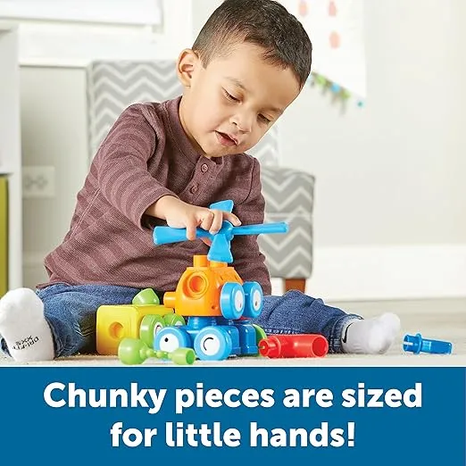 Learning Resources 1-2-3 Build It! Robot Factory, Fine Motor Toy, Robot Building Set for Unisex Children Ages 2+
