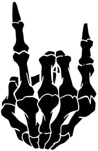 Rock On Horns Skeleton Hand - Sticker Graphic - Auto, Wall, Laptop, Cell, Truck Sticker for Windows, Cars, Trucks