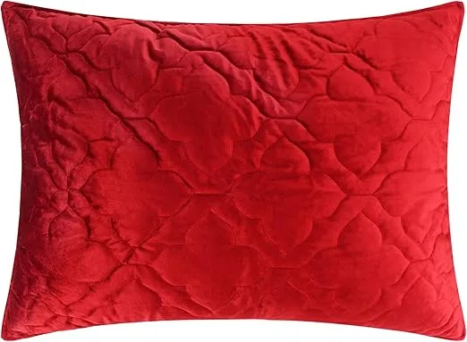 Levtex Home - Caserta Sham - Standard Sham - Arabesque Medallion - Red Velvet - Sham Size 20x26in. - Polyester Velvet