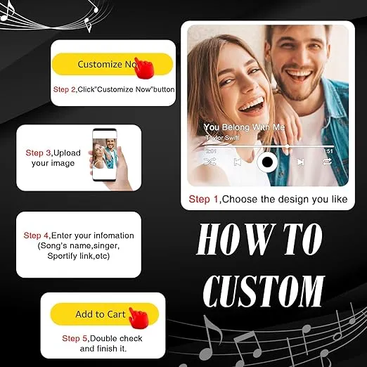 Custom Music Fridge Magnet,Personalized Music Refrigerator Magnets with Photo,Song & Album Cover,Fridge Sticker That Plays Music,Music Magnets for Fridge,Christmas Valentine's Day Gifts (Style 4)