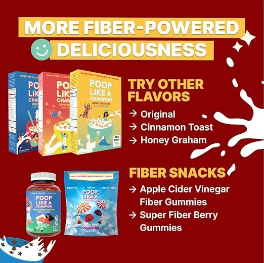 Chocolate High Fiber Cereal 18g Fiber | Gluten Free Healthy Bran Cereal | Poop Like A Champion Cocoa Cereal - Healthy Cereal with Soluble Fiber & Psyllium Husk | Non GMO | Constipation Relief