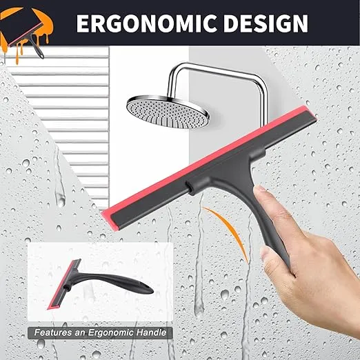 SetSail Shower Squeegee for Glass Doors Stainless Steel Squeegee for Shower Glass Door All-Purpose Window Squeegee for Tile Shower Walls, Sink, Mirror, Bathroom, Car Window Cleaning 10 Inches