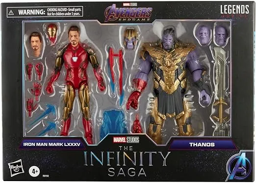 Marvel Hasbro Legends Series 6-inch Scale Action Figure 2-Pack Toy Iron Man Mark 85 vs. Thanos, Infinity Saga Character, Premium Design, 2 Figures and 8 Accessories