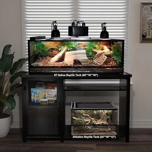 55-75 Gallon Fish Tank Stand,Aquarium Stand with Cabinet Storage and Heavy Duty Metal Frame,52" L*19.68" W Tabletop,1100LBS Capacity