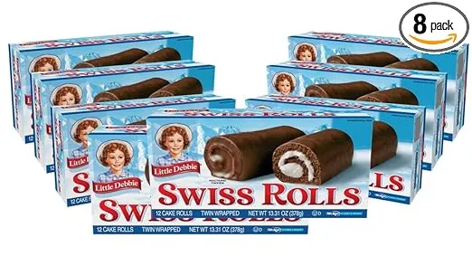 Little Debbie Swiss Rolls, 96 Twin-Wrapped Cake Rolls (8 Boxes)