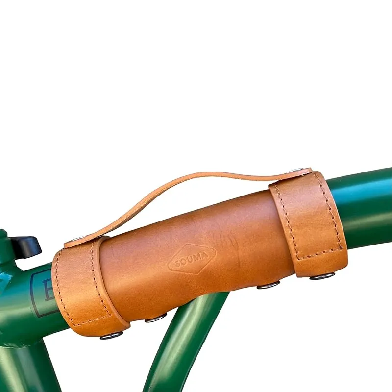 Leather Carry Handle for Brompton bicycle - Full grain leather, handle for carrying Brompton folding bike (Honey)
