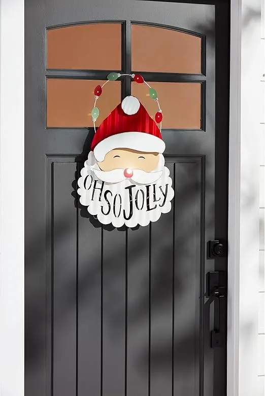 Mud Pie Led Sound Santa Door Hanger; 25" x 16"