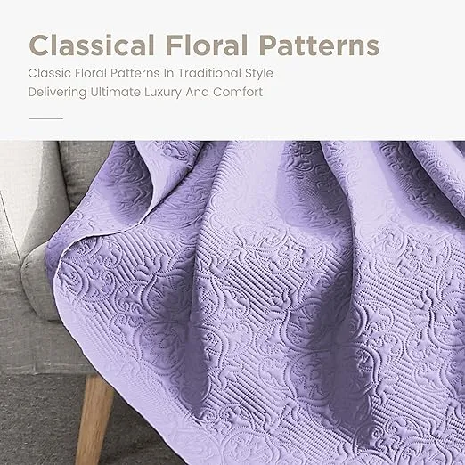 Sophia & William Bed Quilt Bedspread Coverlet - Reversible, Lightweight - Queen Size, Purple