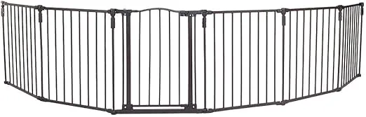 Toddleroo by North States 3 in 1 Arched Decor Metal Superyard 6 Panel Play Yard, Baby Gate, Playpen or Baby Fence, 151" Wide. Wall Mount Kit Included. 10 sq ft play yard (30" tall, Matte Bronze)