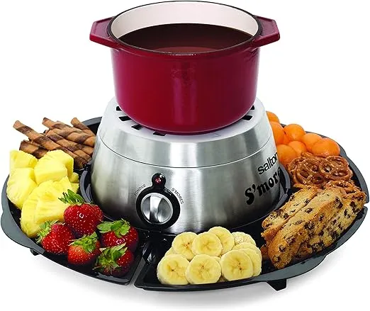 Salton Electric S'Mores Maker - Perfect Gift for Date Night - Temperature Control, 4 Lazy Susan Trays & 4 Roasting Skewers Included