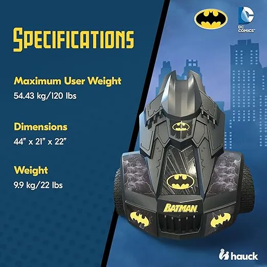 Hauck Batmobile Pedal Go Kart, Superhero Ride-On Batman Vehicle, Kids 4 and Older, Peddle & Patrol the Streets of Gotham just like Batman, Race-Styled Pedals & Rubber Wheels, Black