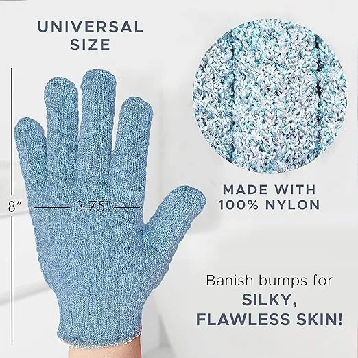 Exfoliating Glove (4 Pcs, 2 Pairs) - Heavy Exfoliate Glove for Dead Skin Bath Exfoliating Gloves for Shower Spa Massage & Body Scrub - Shower Gloves Exfoliating for Women & Men
