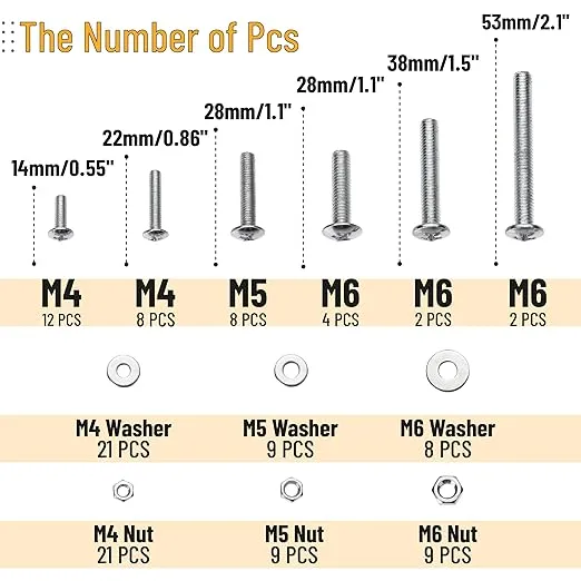 Mr. Pen- Bolts, Nuts, and Washer Assortment Kit, 226 pcs, Nuts and Bolts Assortment Kit, Assorted Nuts and Bolts, Nut Bolt and Washer Assortment, Bolt and Nut Assortment