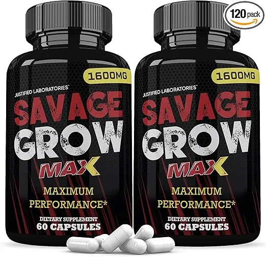 (2 Pack) Savage Grow Max 1600MG Advanced Men's Heath Formula 120 Capsules