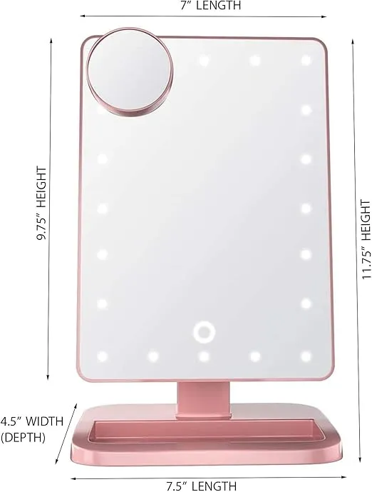 Impressions Touch XL Dimmable LED Makeup Mirror with Wireless, Dressing Mirror with 5X Magnifying Glass and Flip Power Switch (Rose Gold)