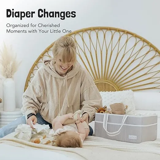 Lily Miles Baby Diaper Caddy - Large Organizer Tote Bag for Baby essentials Boy or Girl - Baby Shower Basket - Nursery Must Haves - Registry Favorites - Newborn Caddie Car Travel