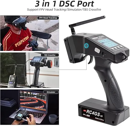 Radiolink RC4GS V3 5 Channels RC Transmitter and Receiver, 2.4GHz Surface Remote Controller R6FG Gyro RX Combo, 30 Models Storage for RC Crawler, Drifting, Bash, Buggy Cars and Boats