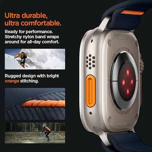 Spigen Lite Fit Ultra Band Designed for Apple Watch Band for Apple Watch Ultra 2/Ultra 49mm, Series 10 46mm, 9/8/7 45mm, SE2/SE/6/5/4 44mm, 3/2/1 42mm Nylon Solo Loop - Navy