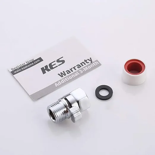 KES Shut Off Valve Brass Shower Head Valve with Handle Lever G1/2 Water Flow Control Valve Regulator Chrome, K1140B-CH