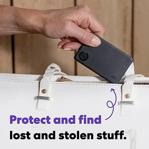Tile by Life360 Slim (2024) - Wallet Finder, Bluetooth Tracker and Item Locator for Luggage Tags, Passports and More. Both iOS and Android Compatible. Phone Finder. 1-Pack (Black)