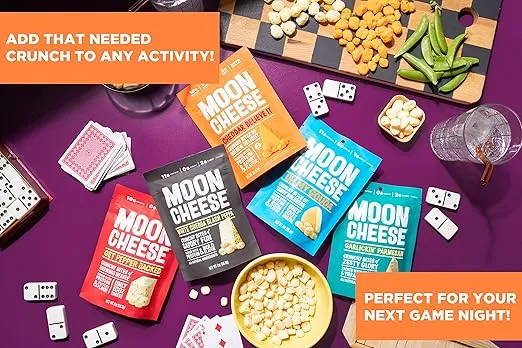 Moon Cheese Bites Bundle, Cheddar, White Cheddar, Parm, Gouda & Get Pepper Jacked, 2-Ounce, 10-Pack, Lunch or Snack