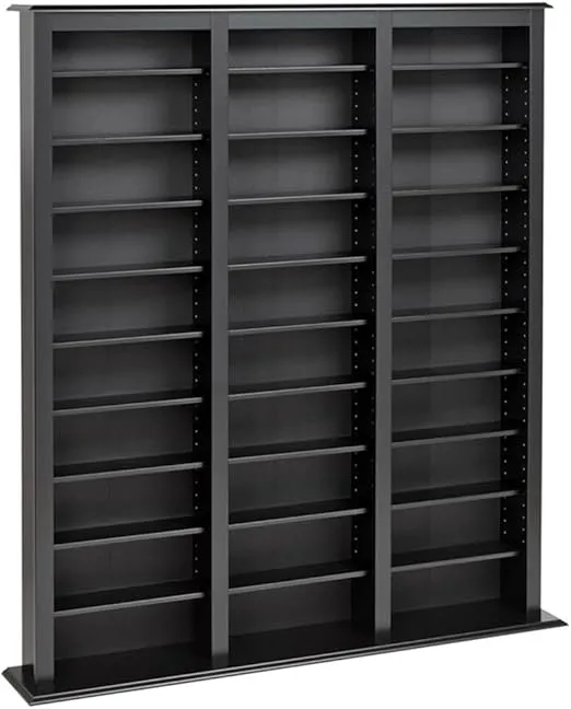 Atlin Designs 64" Triple CD DVD Media Storage Rack in Black