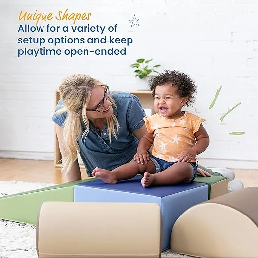 ECR4Kids SoftZone Climb and Crawl Playset, Building Blocks, Earthtone, 5-Piece
