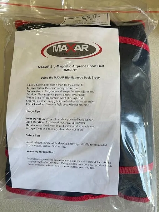 MAXAR Airprene Sports Brace With Powerful 18 Magnets, Warm & Breathable, Six Spring Metal Stays, Support Belt for Lumbosacral, Heavy Lifting, Prevent & Lower Back Pain or Injuries, Black, Small