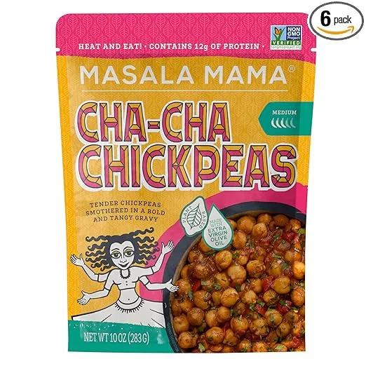 Masala Mama’s Tender Tangy Chickpeas - Heat and Eat Indian food - Prepared Meals Ready to Eat - Non-GMO & Vegan Prepared Foods - Microwave meals, Ready in 60 Seconds (Pack of 1)