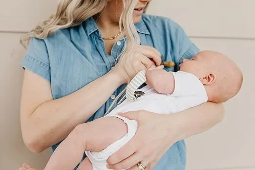 Copper Pearl Pacifier Clip 3-Pack: Premium Knit Binky Clips for Baby Girls and Boys - Stylish Stainless Steel Pacifier Holder Clip - Baby Pacifier Clips for No More Floor Drops - Rex