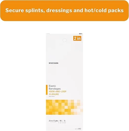 McKesson Elastic Bandage with Hook and Loop Closure, Latex-Free Compression Bandage, 2 in x 5 yd, 10 Count, 1 Pack