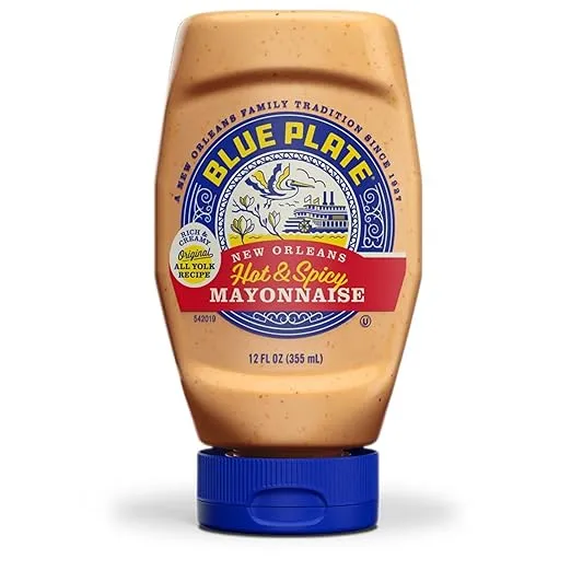 Blue Plate Hot & Spicy Mayonnaise, Rich and Creamy Mayo with a Southern Kick – 12 Fl Oz Squeeze Bottle (Pack of 1)