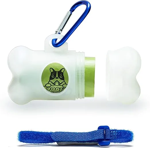 Pogi's Dog Poop Bag Dispenser with Metal Carabiner Clip - Includes 15 Pogi's Poop Bags for Dogs