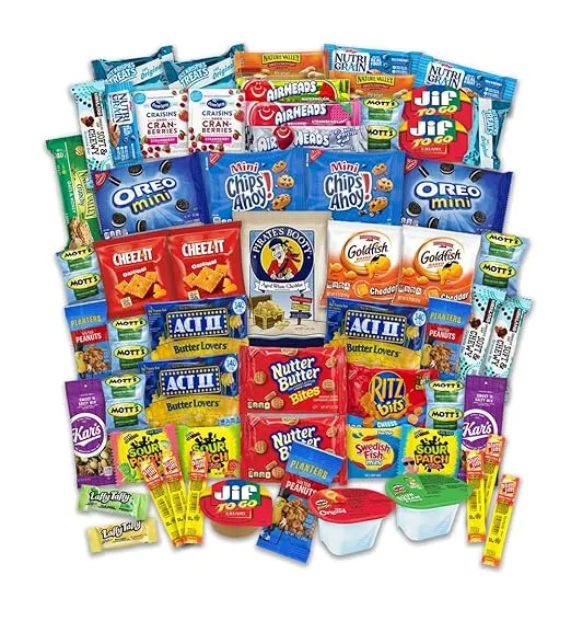 Snacks Variety Pack for Adults Kids Students - 60 Count Sweet and Salty - Inmates Soldiers Men Women - Camp Care Package Gift Basket - College Treats, Office Snacks, Snack Packs by The LakeHouse