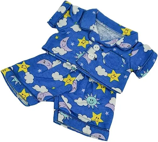 Fun Flannel Pajamas Outfit Teddy Bear Clothes Fit 8 inch to 10 inch Build-a-bear and Make Your Own Stuffed Animals