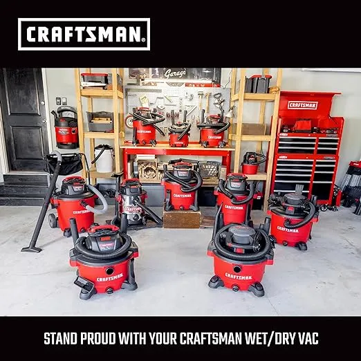 CRAFTSMAN CMXEVBE17250 2.5 Gallon 2.5 Peak HP Wet Dry Vac, Portable Shop Vacuum Wet and Dry with Filter Bag, Hose and Attachments for Cleaning in The Home