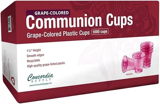 Concordia Supply Communion Cups - 1-3/8" Recyclable Grape Colored Hard Plastic Cups & Fits Standard Holy Communion Trays for Church Services, Fellowship & Santa Cena (1000 Count)