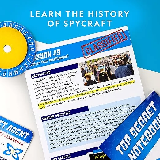 NATIONAL GEOGRAPHIC Spy Science Kit - Kids Spy Activity Set, Complete 10 Secret Spy Missions with Spy Gadgets for Kids and Spy Gear, Kids Detective Kit, Science Kits for Kids, Pretend Play