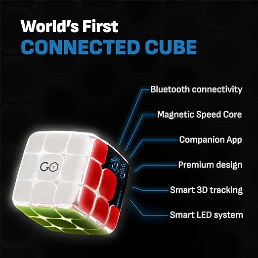 GoCube Edge Full Pack - Smart Cube 3D Puzzle Game - Speed Cube 3x3 Magnetic Technology - Interactive Brain Teaser Puzzles for Adults & Kids with Free App