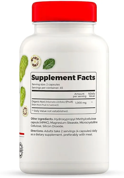 Full Life Noni Capsules - Mulberry Herbal Supplement - Organic Noni Fruit Extract - Morinda Citrifolia - Gluten-Free, Kosher - 90 Veggie Capsules 1000mg.