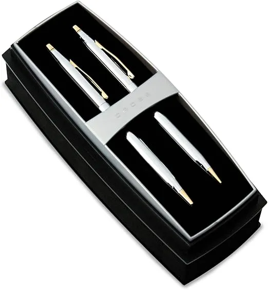 Cross Classic Century Refillable Medium Ballpoint Pen And 0.7mm Pencil Set, Includes Premium Gift Box - Medalist Chrome