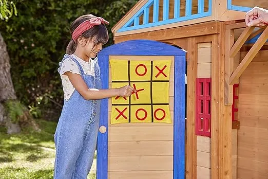 Little Tikes Real Wood Adventures 5-in-1 Game House, Outdoor Wood Game Playhouse for all Kids, Boys and Girls Ages 3+
